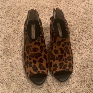 banana republic leopard print open toe booties 9